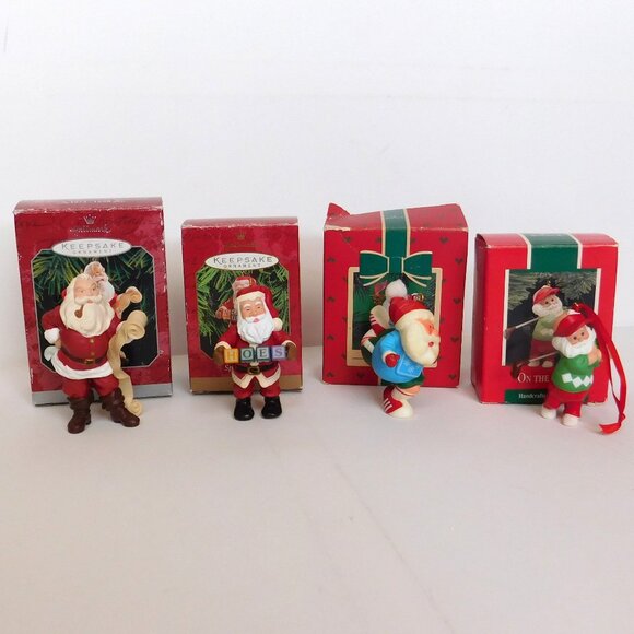 Lot Of 4 HALLMARK KEEPSAKE Santa Claus Ornaments in boxes Golfing Santa - Picture 2 of 10